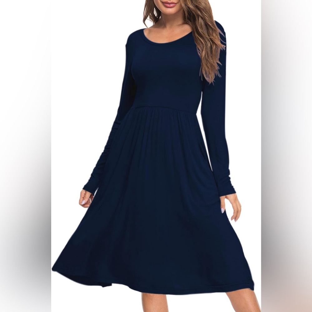 Auselily navy blue midi dress NEW WITH TAGS